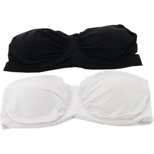 NWT RHONDA SHEAR 2 PIECE ANTIMICROBIAL UNDERWIRE BANDEAU BRA'S BLACK & WHITE